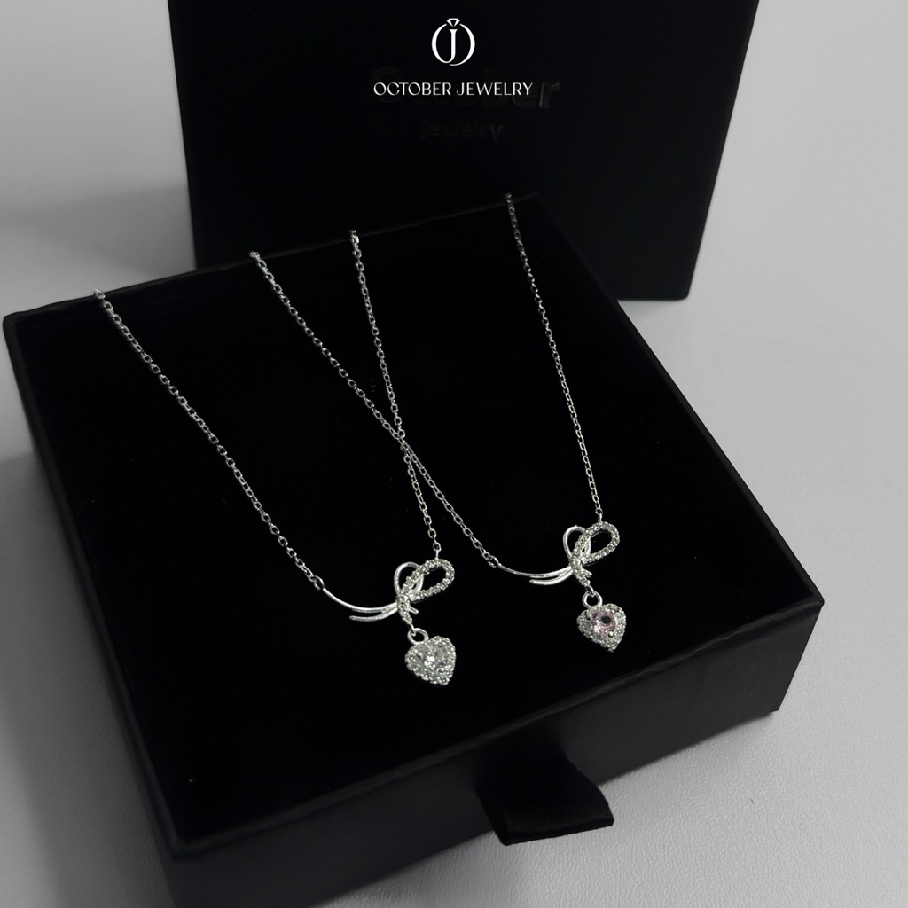 Dây chuyền bạc nữ OCTOBER JEWELRY “ribbon” nhẹ nhàng