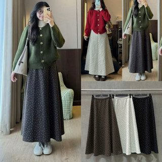  Chân váy HOA NHÍ dạ dài lông mềm dáng chữ A basic xoè nhẹ vintage 