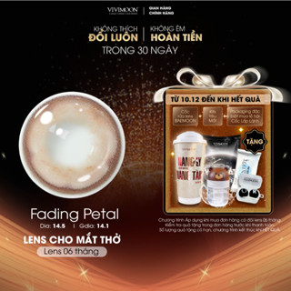  Lens cận VIVIMOON EYECONIC kính áp tròng cho mắt thở giãn to baby 14.5 mm màu nâu ánh cam Fading Petal hạn dùng 6 tháng 