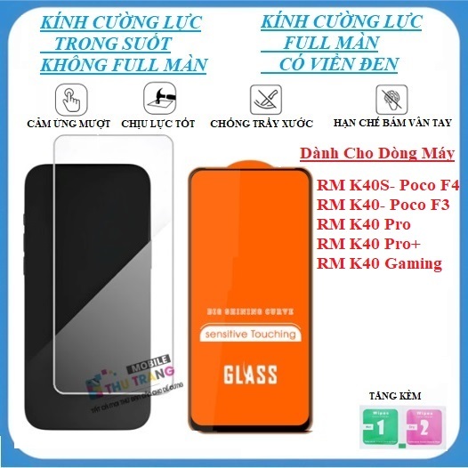 Kính cường lực Dành Cho Redmi K40S K40 K40 Pro K40 Pro+ K40 Gaming Poco F4 F3 Full màn hình