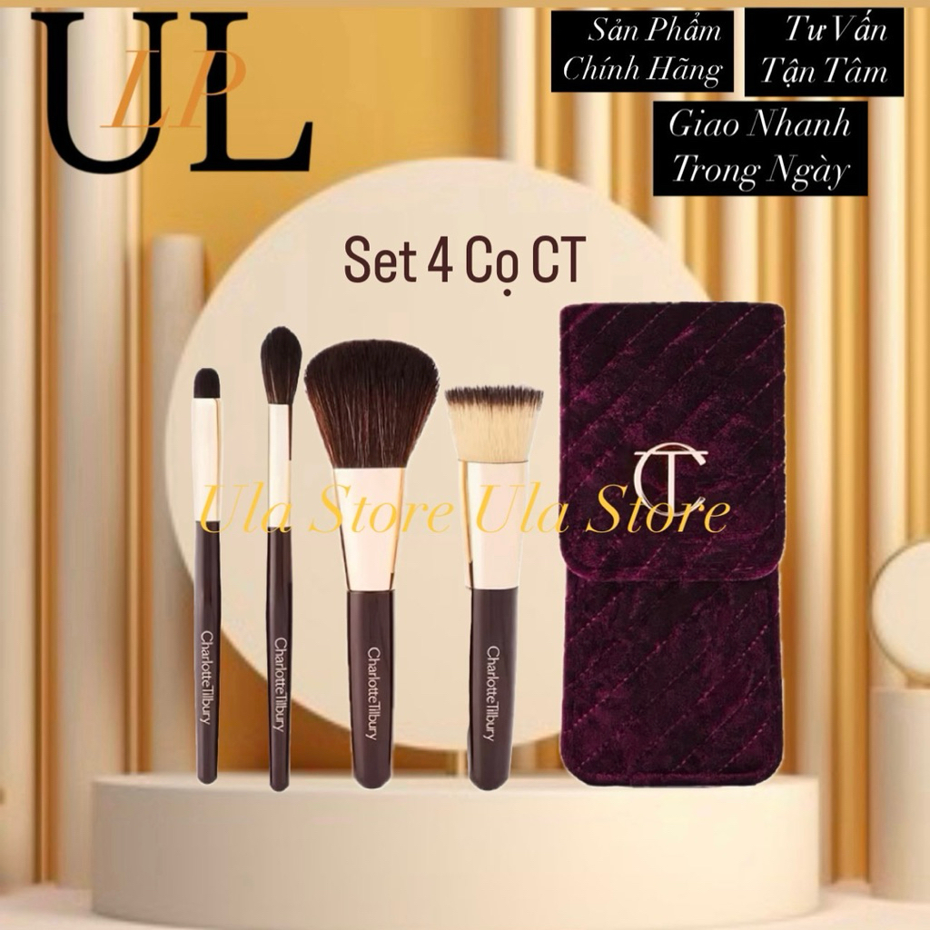 [4 Món+ ví nhung] Bộ Cọ Trang Điểm Mini 𝐂𝐡𝐚𝐫𝐥𝐨𝐭𝐭𝐞.Tilbury