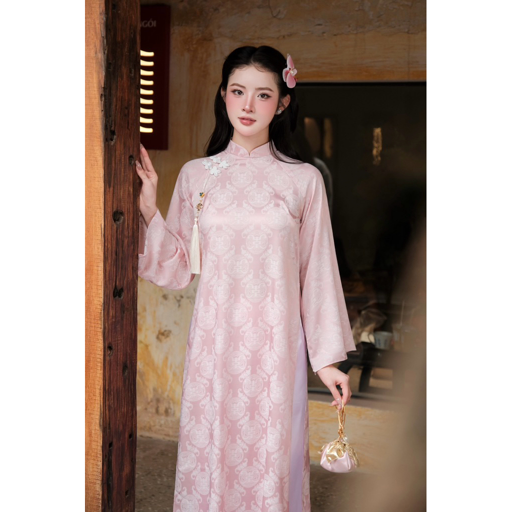 AODAI STORE- Áo dài Nguyệt Lục gấm thọ