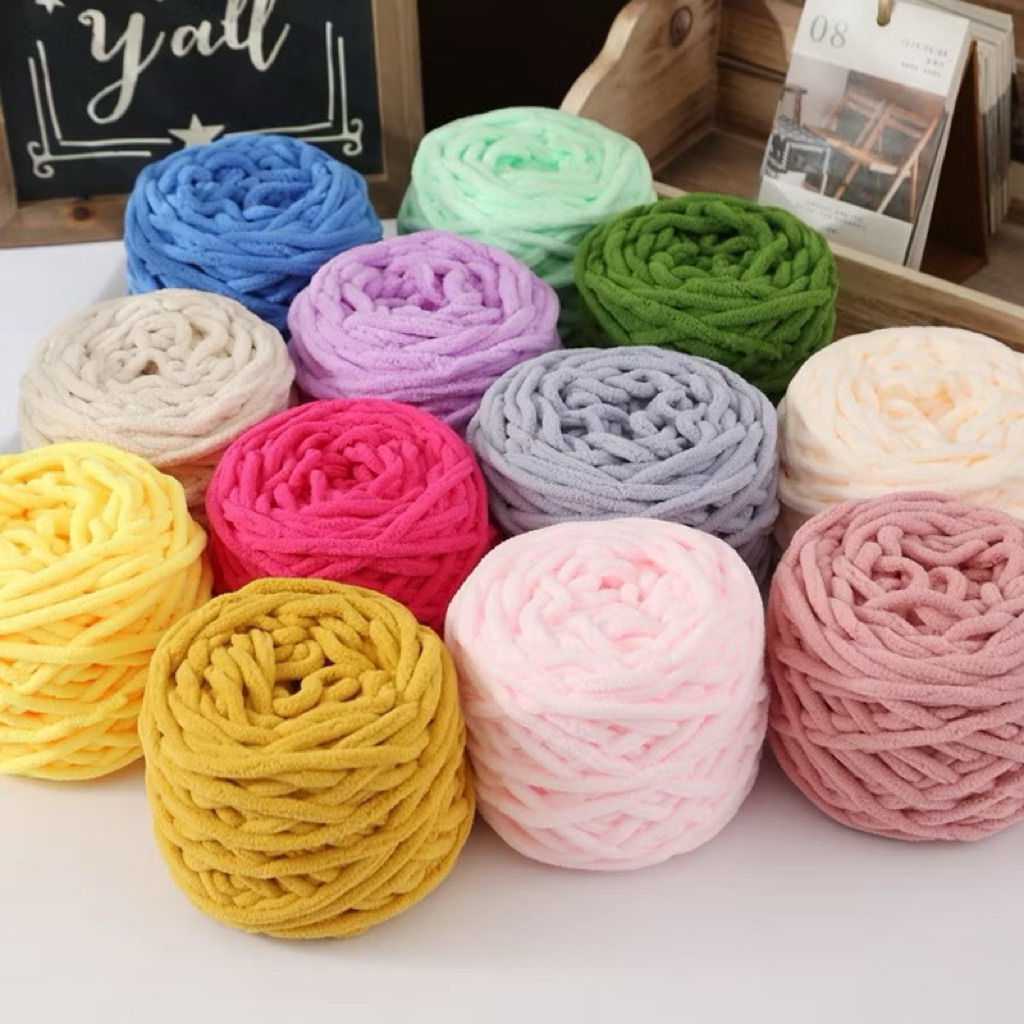 Len Nhung Đũa 6mm, cuộn len đan móc sợi to đan móc chăn, thảm, thú bông, thêu túi thủ công