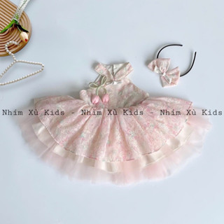   3-18kg  Váy Yếm Công Chúa Hoa Tulip NHÍM XÙ KIDS Cho Bé Gái Sơ Sinh Thôi Nôi Sinh Nhật V091 