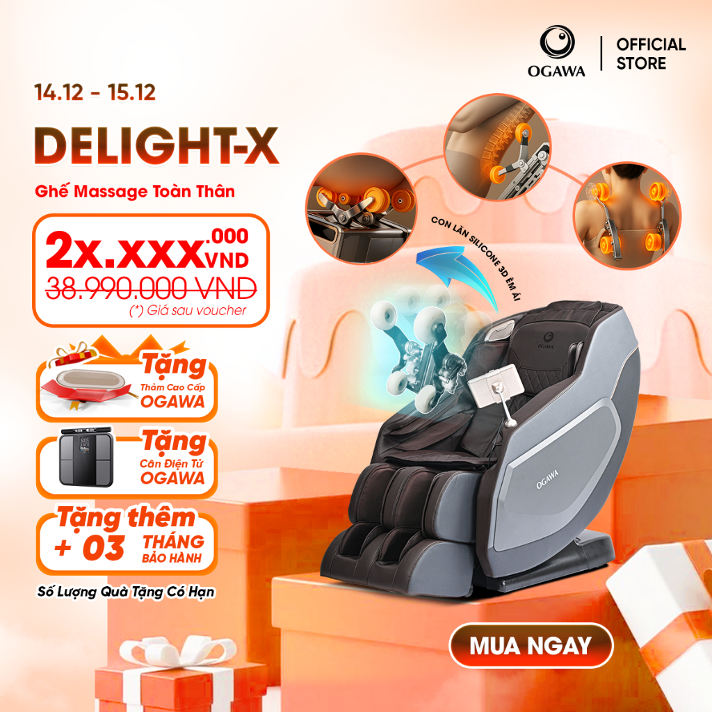  Ghế massage toàn thân OGAWA Delight X- Trục SL Track con lăn lòng bàn chân và bắp chân 