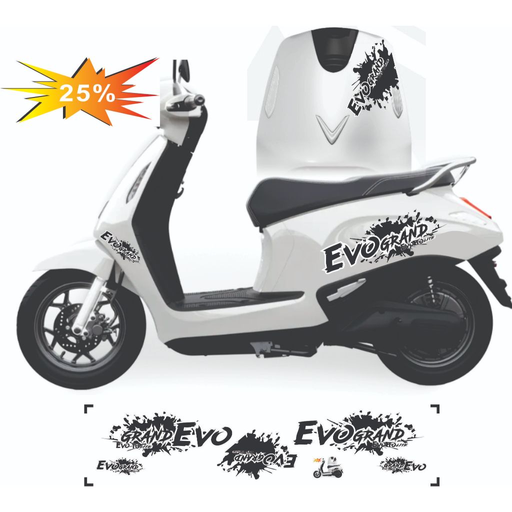 Tem dán  Xe Evo 200 - Evo NEO - Evo GRAND - Evo Max , Mẫu tem Evo thiết kế phong cách bụi , dễ dán b