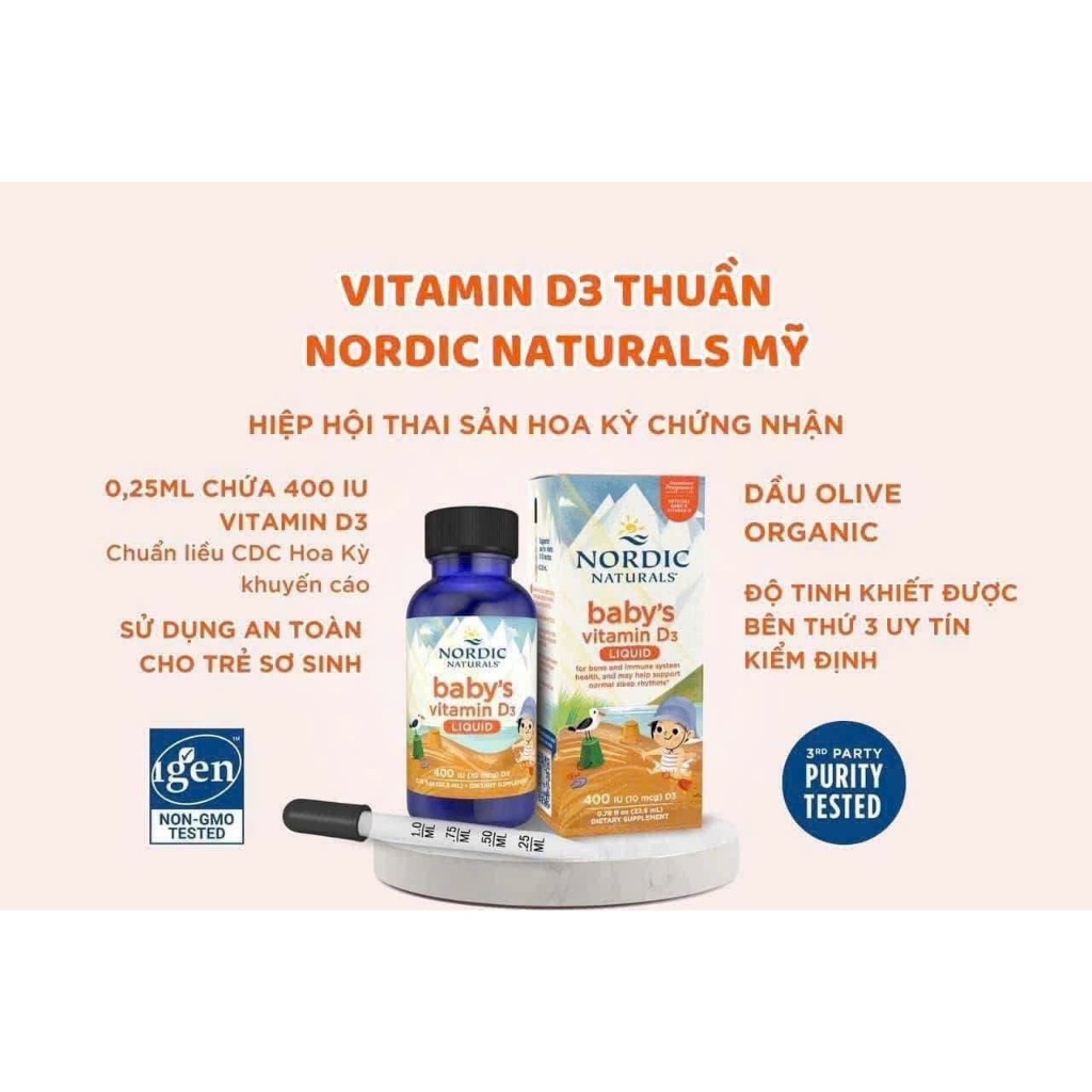 Thực phẩm bảo vệ sức khoẻ Nordic Naturals Baby’s vitamin D3 - D3 thuần NHẬP KHẨU CHÍNH HÃNG