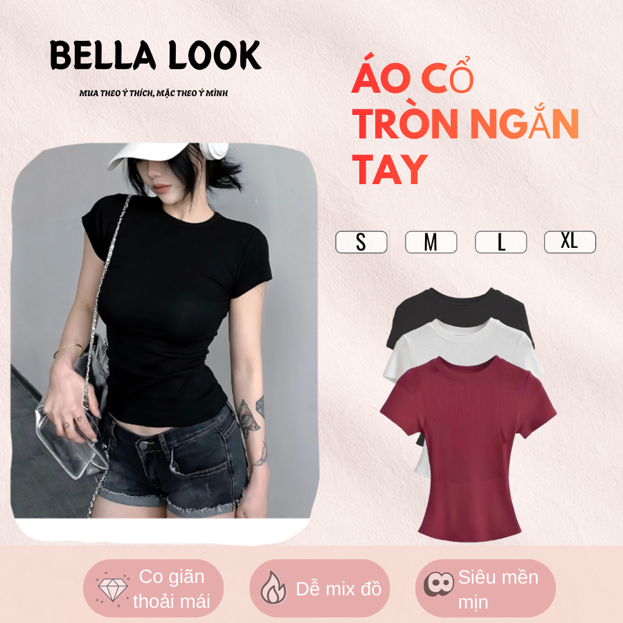 Áo thun ôm body cotton lông mịn siêu co giãn 4 chiều, Áo thun nữ co dãn chất Borip mềm mại không xù 