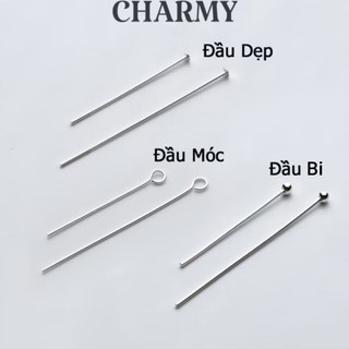 Đinh trơn GBA111, Bạc 925 - (Đinh đầu dẹp - đầu tròn - đầu móc) làm vòng tay, vòng cổ DIY - Charmy