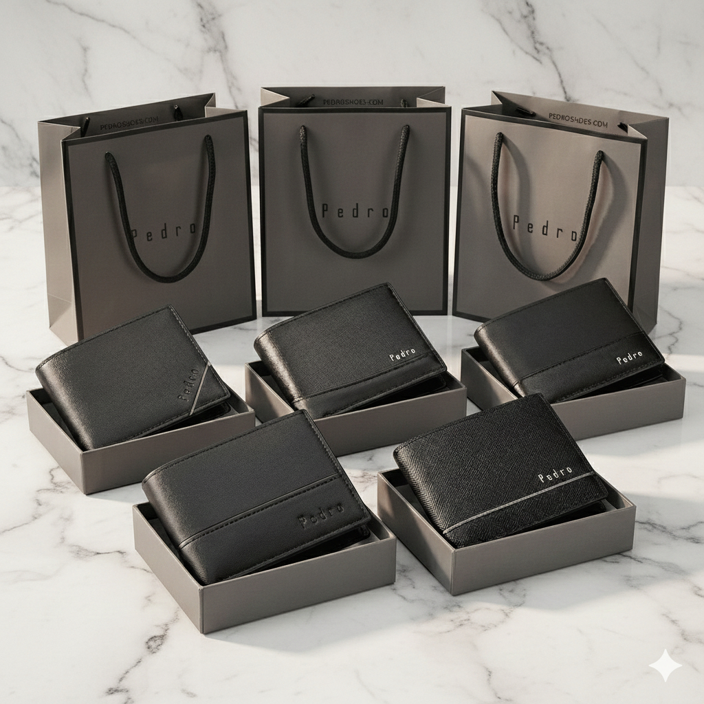 [ Fullbox + Túi Hãng] Ví Da Nam Pedro Cao Cấp - Ví Nam Ngang Full Hộp Và Túi Xách Giấy Hãng Sang Trọng Làm Quà Tặng