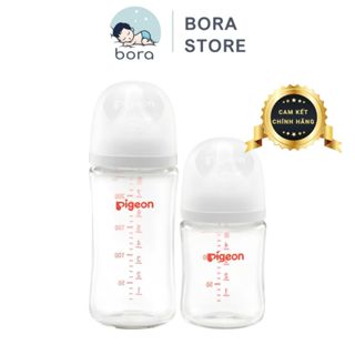  Bình sữa Pigeon thuỷ tinh cổ rộng 160ml 240ml  thế hệ III được chọn núm  Cam kết chính hãng  