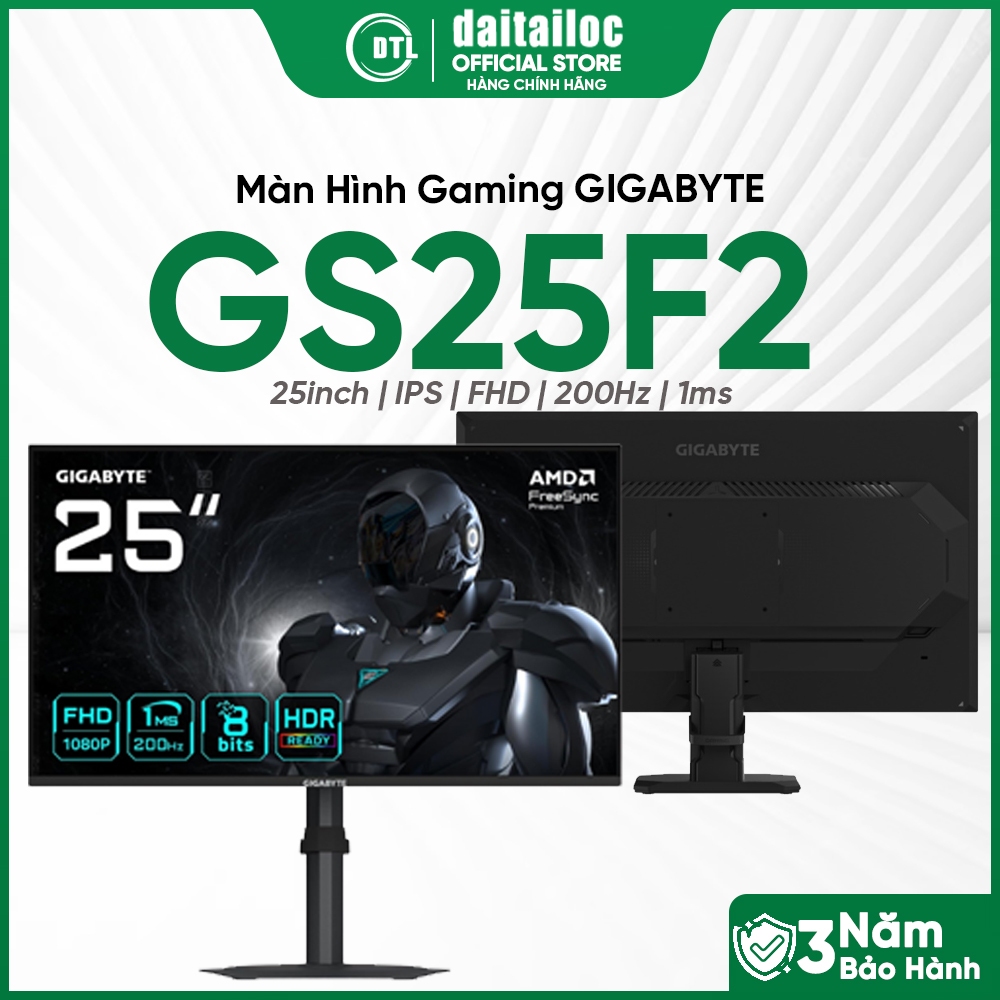Màn Hình Gaming Gigabyte GS25F2 25inch IPS FHD 200Hz 1Ms | Chính Hãng | Bảo hành 36 tháng