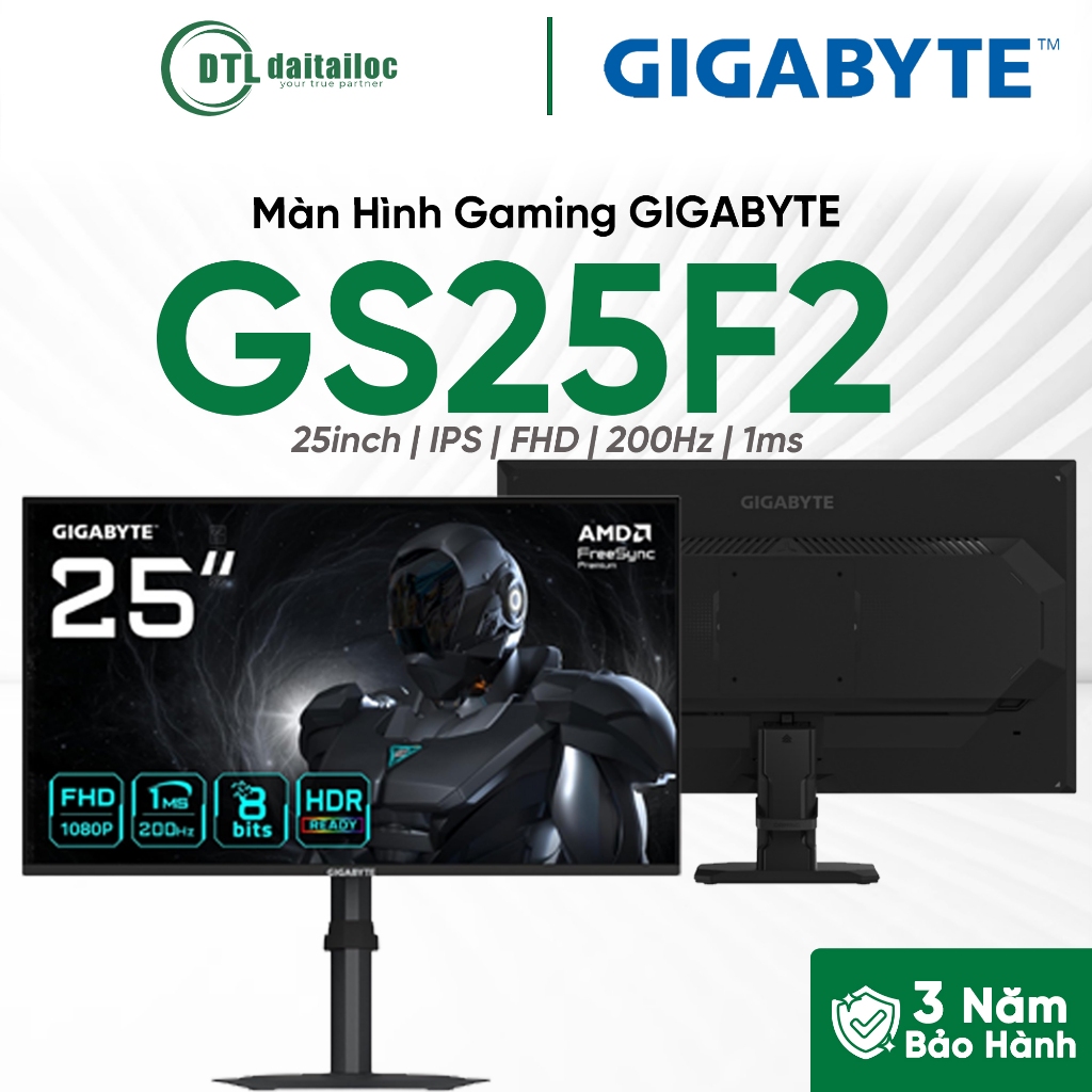 Màn hình gaming Gigabyte GS25F2 25inch IPS FHD 200Hz 1Ms | Chính Hãng | Bảo hành 36 tháng