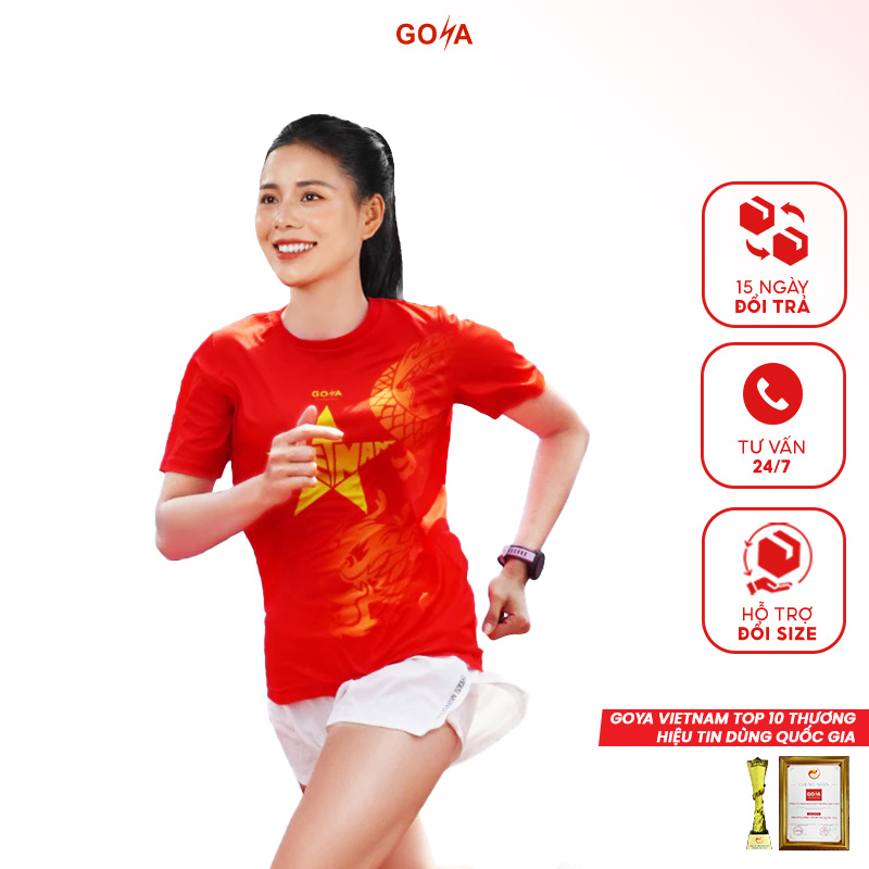 Áo thể thao chạy bộ nam nữ GOYA T-SHIRT DRAGON (Rồng Vàng)2 -  Siêu nhẹ, thoáng mát, co giãn 4 chiều