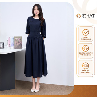  Set Đồ Nữ CCHAT Dáng Xòe Sian Đính Hoa Trang Trí Chất Liệu Đũi Mềm Mại 15BND2021XT 