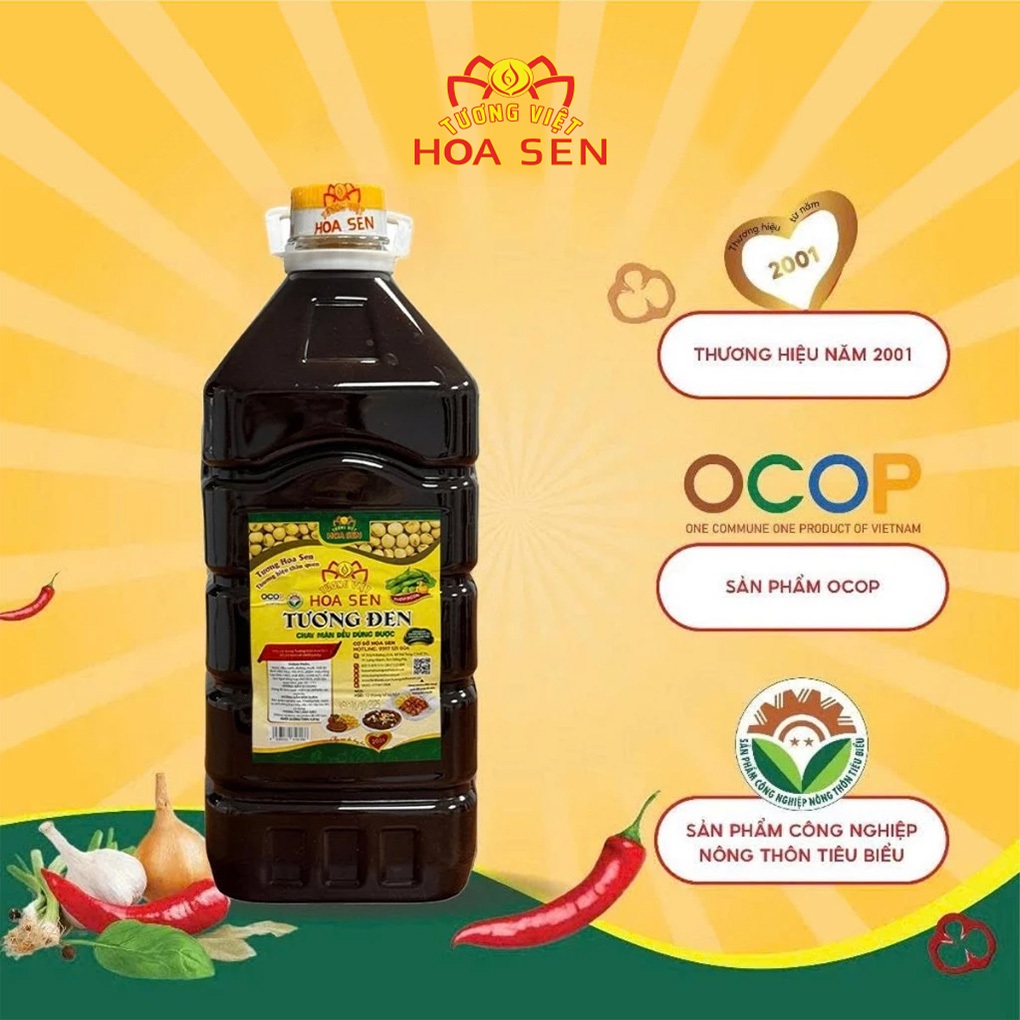 Tương Đen Bình Pet 4.8kg - Tương Việt Hoa Sen - Đậm đà bắt vị