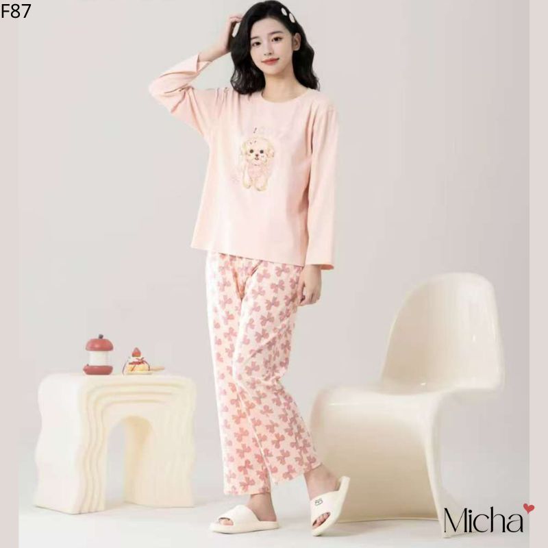 Đồ Bộ Nữ Thu Đông Micha Chất Lycra Cotton Cao Cấp Co Giãn 4 Chiều - Micha F87