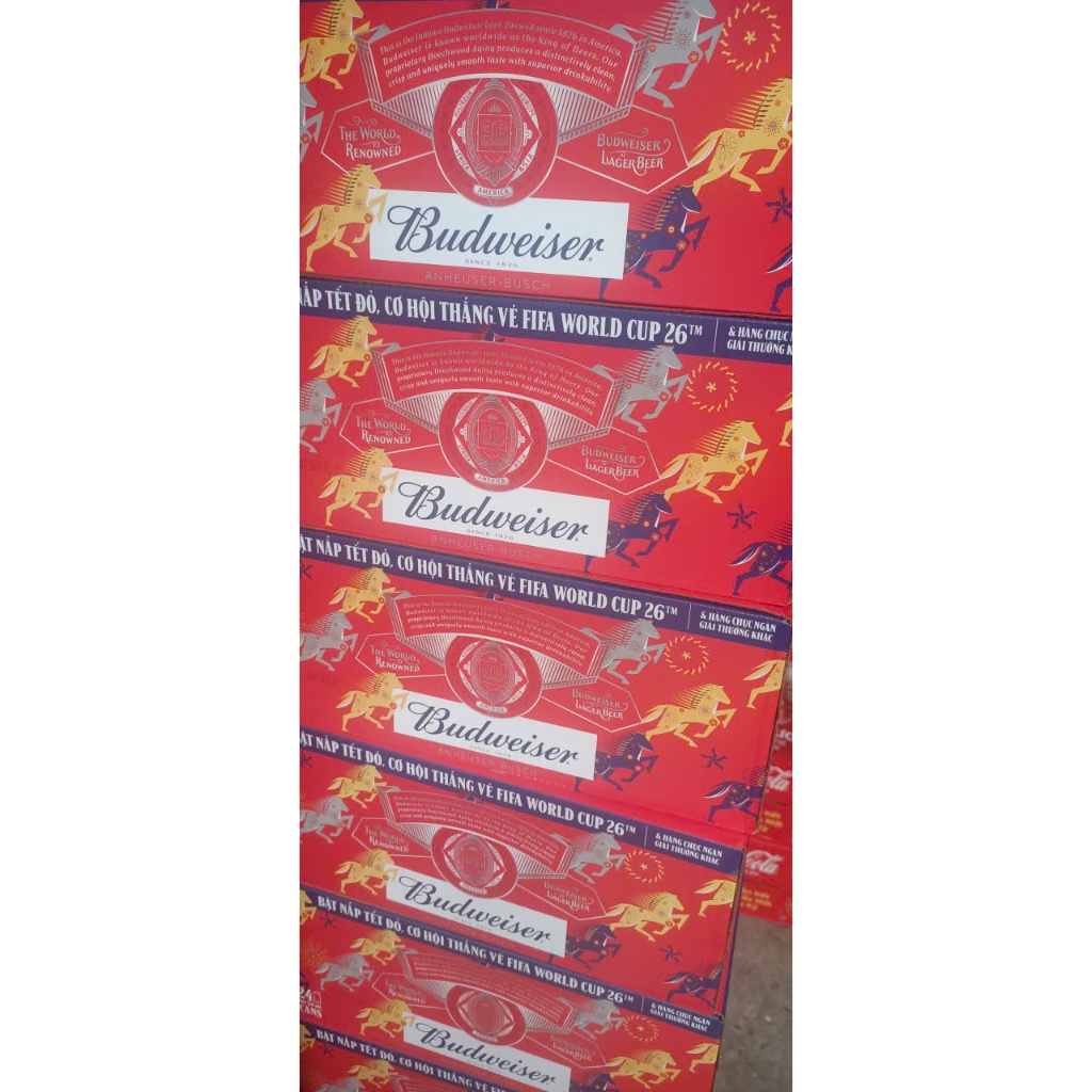Thùng 24 lon bia Budweiser 330ml mẫu Tết 2026 [có thể Trúng 50k]