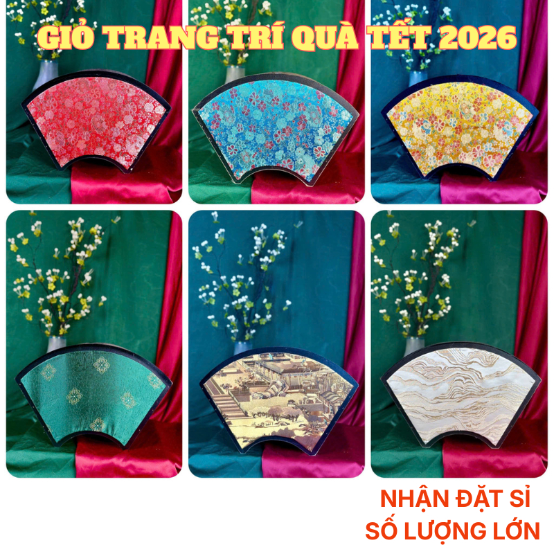 (Không Quai) Giỏ Gỗ Làm Set Quà Tết 2026 – Khay Gỗ Đựng Quà Biếu, Giỏ Trang Trí