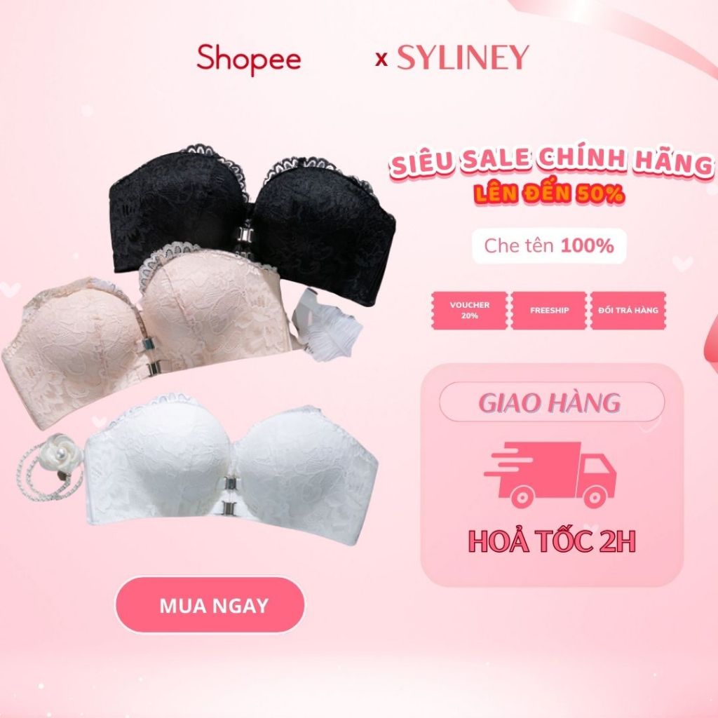 Áo Lót Không Dây Cài Trước Nam Châm SYLINEY, Đệm Dày 4cm, Tặng Kèm Dây Quai ANC