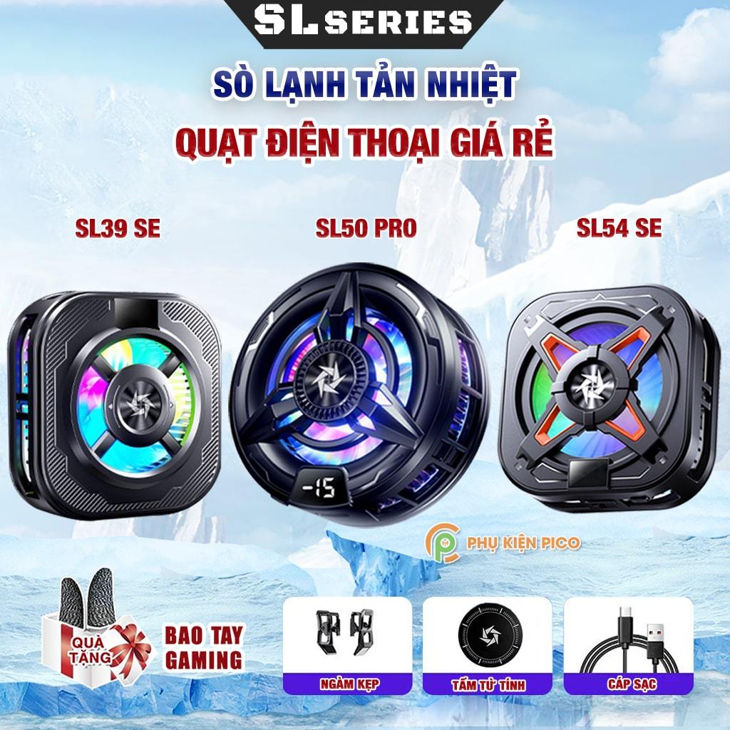 Quạt tản nhiệt điện thoại sò lạnh SL21 / SL39 SE / SL50 Pro / SL54 SE có Led RGB màn hình hiển thị