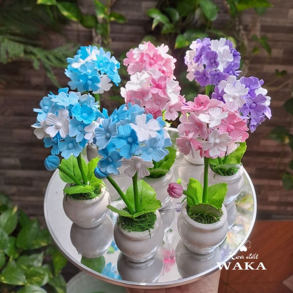 Hoa Đất Sét Mini- Tú Cầu 12cm