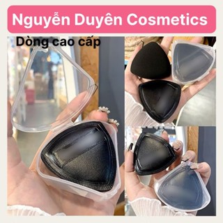  {Màu Đen}Bông Mút tam giác Kê tay,dặm phấn kem nền cushion chất mềm mướt kèm hộp đựng sử dụng trong makeup trang điểm 
