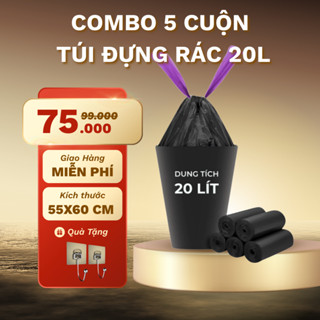 Túi đựng rác có dây rút SWEET HOME túi rác tự phân hủy  size 55x60 cm có quai xách và chống rò nước