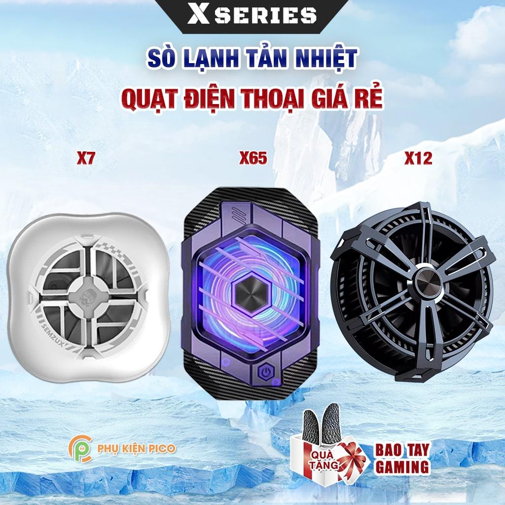 Quạt tản nhiệt điện thoại sò lạnh từ tính X12 Plus / X65 / X9 / X131 Pro / X7 Led Gaming hỗ trợ tăng