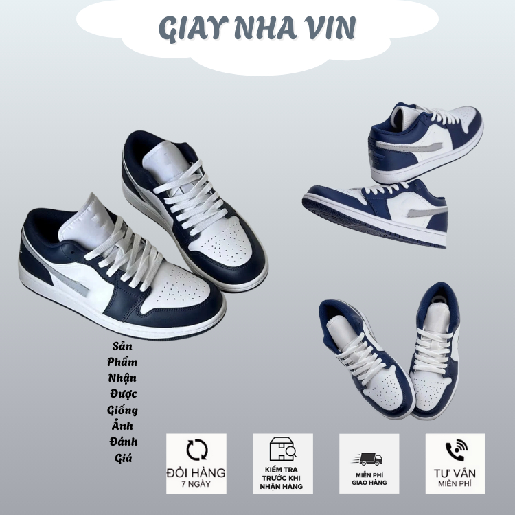 Giày Jd1 low midnight navy nam nữ size 36>43, Giày JD Xanh than nam nữ bản C.cấp fullbox chuẩn