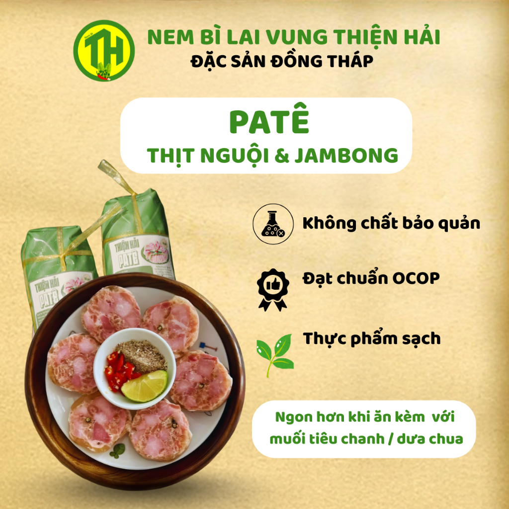 Patê Thịt Nguội Jambon Thiện Hải 500g Hút Chân Không – Thịt Tươi 100% Không Chất Bảo Quản – Tặng Kèm