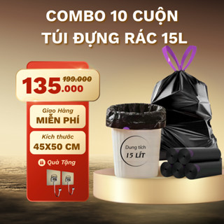 Túi đựng rác có dây rút tự phân hủy SWEET HOME  túi rác có dung tích 15l kích thước 45x50 cm (COMBO 10 CUỘN)