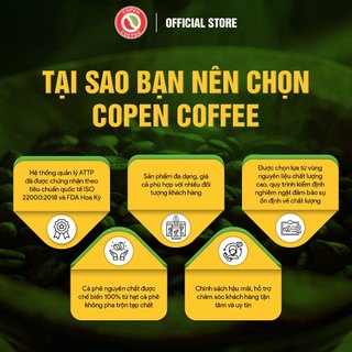 Cà phê hạt Robusta gói 1kg (ST túi zip) - Rang mộc - Đắng đậm - Pha máy/pha phin - Copen Coffee