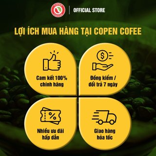 Cà phê hạt Robusta gói 1kg (ST túi zip) - Rang mộc - Đắng đậm - Pha máy/pha phin - Copen Coffee