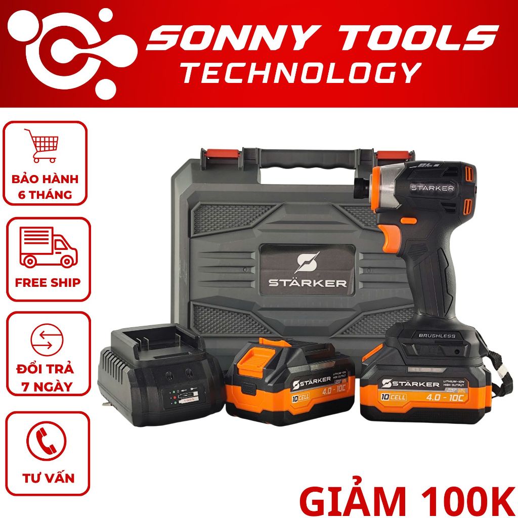  Máy chuyên vít STARKER 21V SK-CV173GR máy bắn vít động cơ không chổi than lực siết  180N.m 