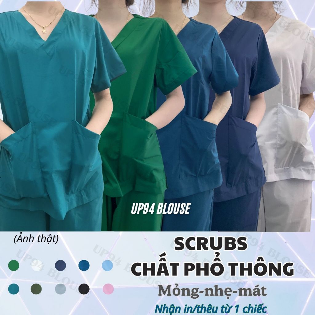 Bộ Scrubs ĐỦ MÀU -  Đồng Phục kỹ thuật viên, Điều Dưỡng, dược sĩ tại Spa, Thẩm Mỹ Viện, bệnh viện vải thường hàng đẹp