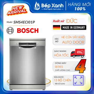 [NEW 2025] Máy rửa chén độc lập Bosch SMS4ECI01P, nhập khẩu Đức, sấy hé cửa, Series 4