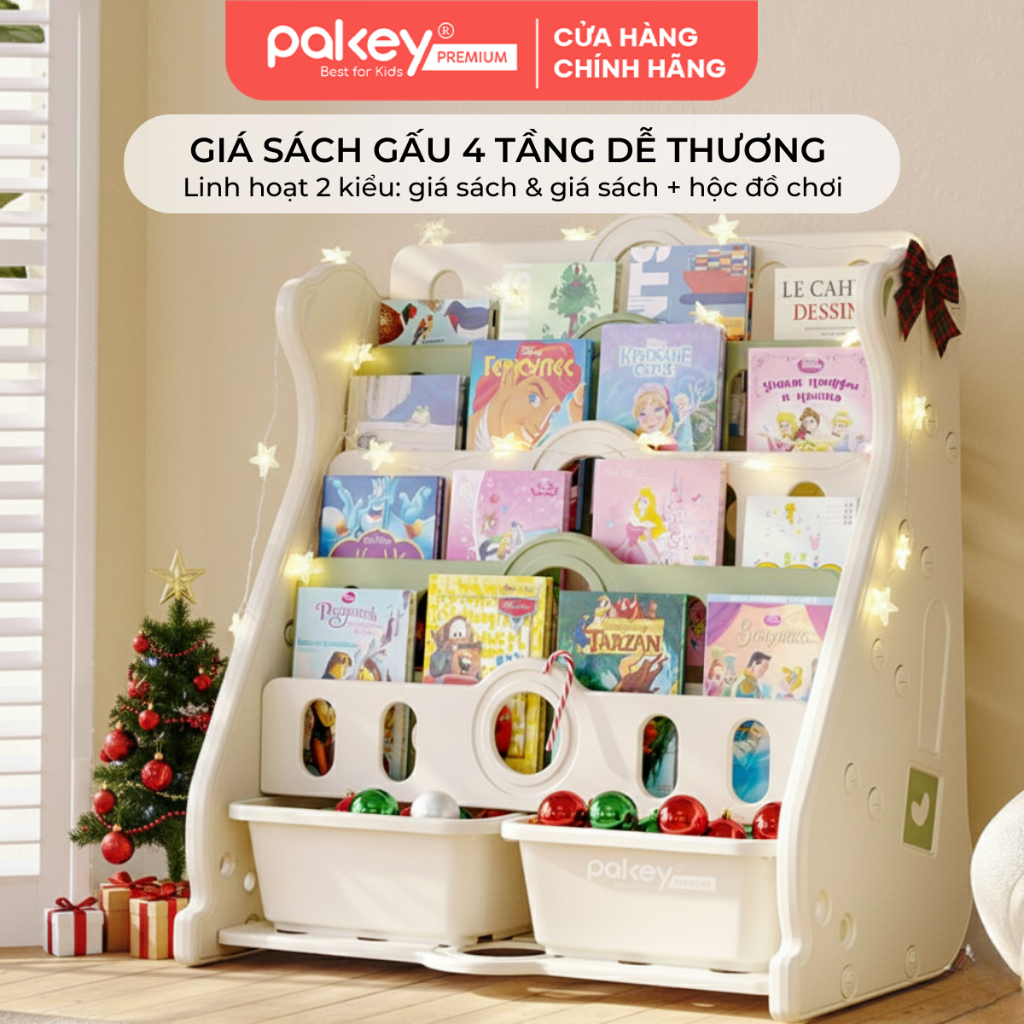 Giá Sách Cho Bé PAKEY Gấu Đáng Yêu Nhiều Tầng, Kệ Đựng Sách Cho Bé Tiểu Học E096 - Bảo Hành 12 Tháng