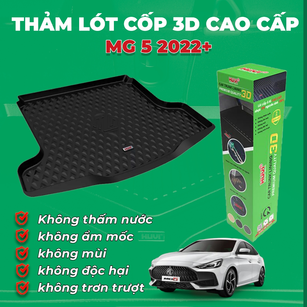 Thảm lót cốp ô tô MG5 2023-2026 3D nhựa TPE cao cấp Huvi