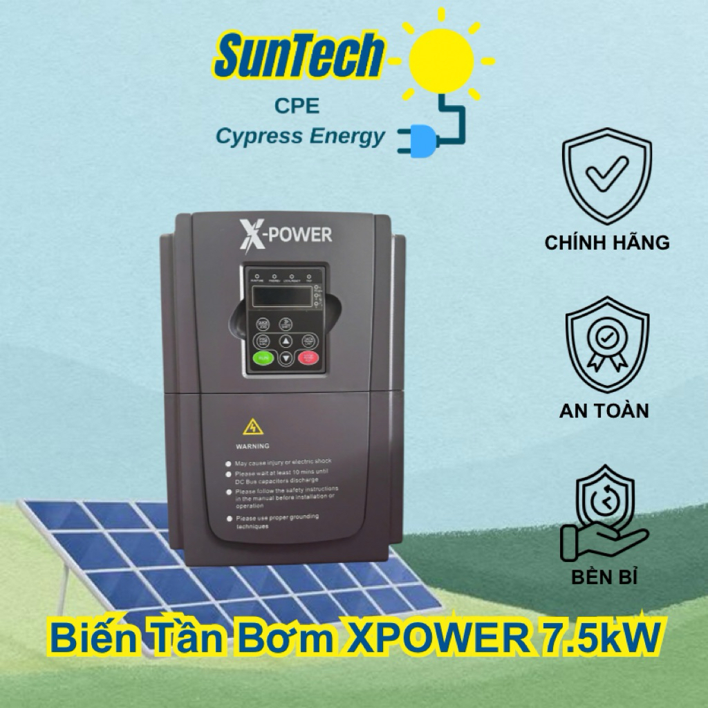 Biến tần bơm 7.5kW (XPower) điện năng lượng mặt trời 3 pha