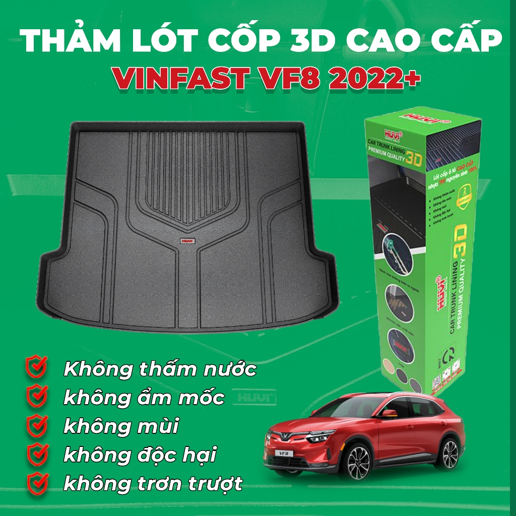 Thảm lót cốp ô tô Vinfast VF8 2022-2026 nhựa TPE nguyên sinh Huvi