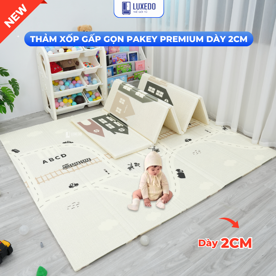 [NEW] Thảm Xốp XPE Gấp Gọn Premium Dày 2cm, Thảm Xốp 2 Mặt Cho Bé Chống Thấm Nước, Chống Trơn Trượt Cao Cấp