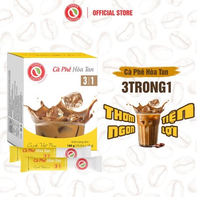 Cà phê hòa tan sữa 3in1 hộp 180g - Sự hoà quyện giữa cà phê nguyên chất và sữa đặc - Copen Coffee