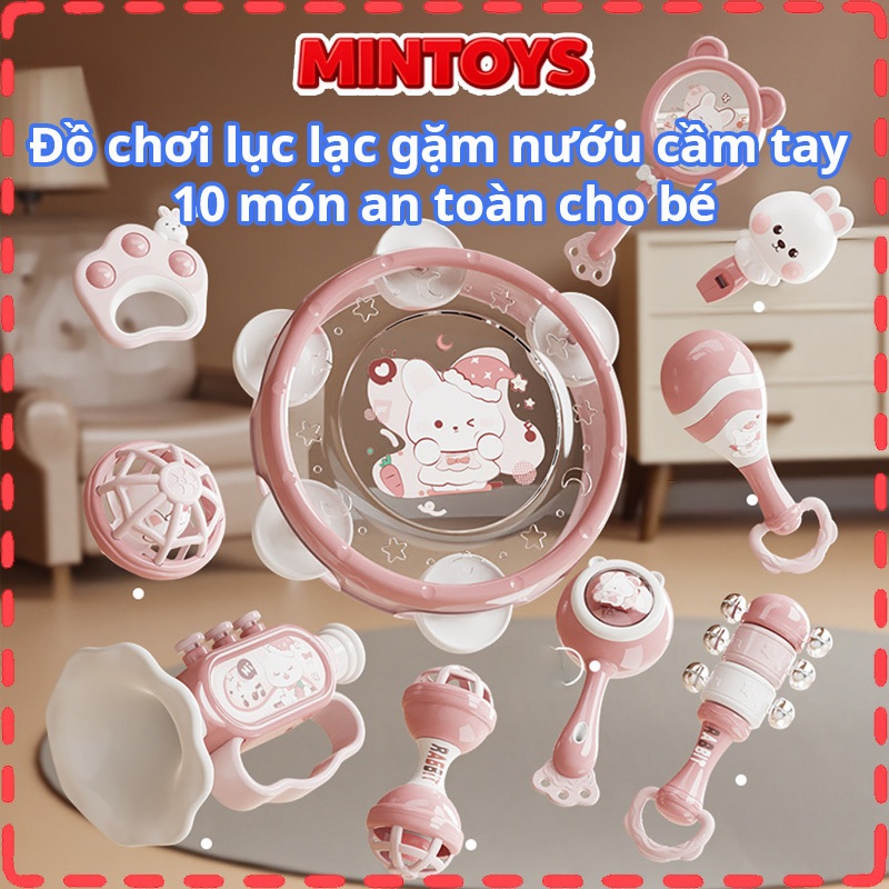  Đồ chơi nhạc cụ lục lạc 10 món cho bé sơ sinh an toàn xúc xắc trống kèn phát triển giác quan 