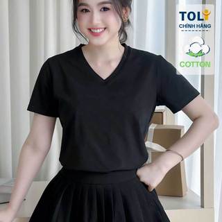  Áo thun nữ cổ tim TOLI BSA11 – cotton mềm mịn dáng suông không kén dáng mặc ở nhà đi chơi đều đẹp 