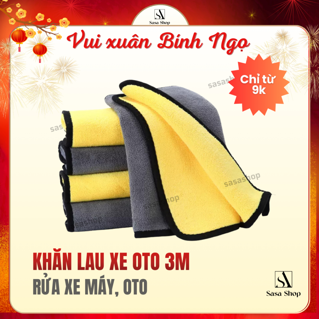 Khăn Lau Xe Ô Tô 3M Sợi Microfiber Mềm Mịn Chuyên Dụng lau xe, nội thất