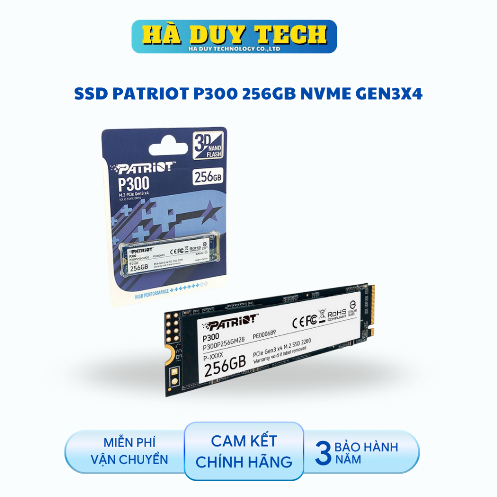 SSD PATRIOT P300 256GB NVME GEN3x4 - Cam Kết Chính Hãng - BH 36T - Ha Duy Tech