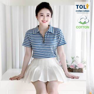 Áo Thun Polo Nữ Cổ Khoá Kéo TOLI - Form Vừa Dáng Vải Cotton 4 Chiều Mềm Mịn Thoáng Mát 