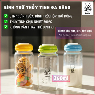  BOBISU | Bình Trữ Sữa Thủy Tinh Cho Bé 260ml – Chịu Nhiệt Cao An Toàn Không BPA  Link Không Kèm Quà  