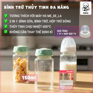  BOBISU | Bình Trữ Sữa Thủy Tinh Size Medela Dung Tích 150ml  Mua 2 Bình Tặng Cổ Trắng Ty Nắp Đậy Ty  